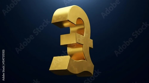 Golden Pound Sterling Symbol on Dark Blue Background