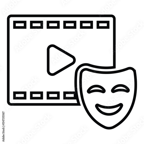 comedy movie line icon design. comedy movie thin black outline symbol vector illustration. editable stroke icon on transparent background.