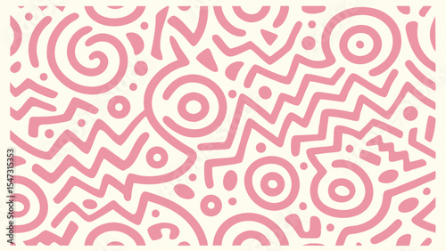 Wallpaper Mural Pink Doodle Shapes Art Wallpaper Torontodigital.ca
