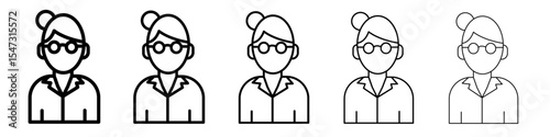 Female Teacher icon flat illustration set logo
