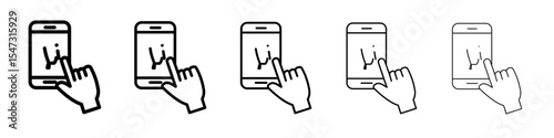 Finger confirms signature icon flat illustration set logo