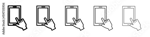 Finger confirms signature icon flat illustration set logo