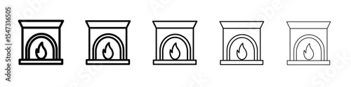 Fireplace icon flat illustration set logo