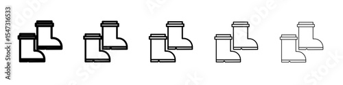 Fishing boots icon flat illustration set logo