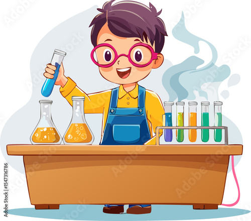 scientist in laboratory with test tubes
