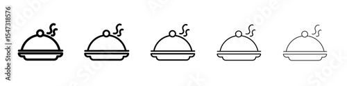 Food Tray and Cover icon flat illustration set logo