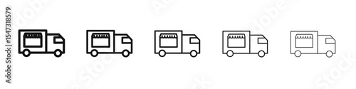 Food truck icon flat illustration set logo