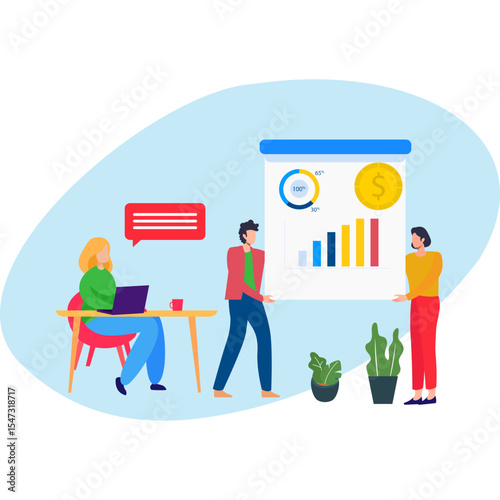 Business people doing Financial meeting Illustration