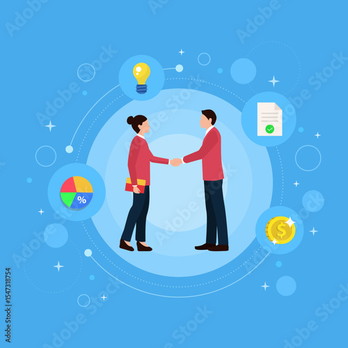 Business People doing Business Partnership Illustration