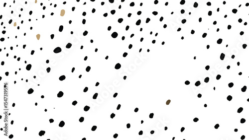 Abstract Background with Scattered Black and Beige Spots Irregularly Distributed on White Surface Varied Sizes and Shapes Organic Texture