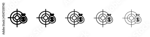 Funds hunting icon flat illustration set logo