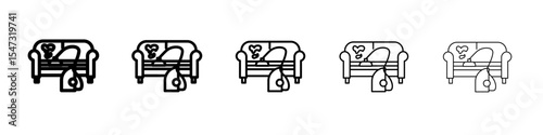 Furniture dry cleaning icon flat illustration set logo