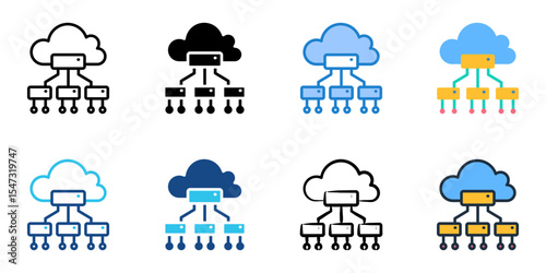 Edge Computing icon set multiple style collection 

