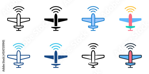 Unmanned Aerial Vehicles icon set multiple style collection 
