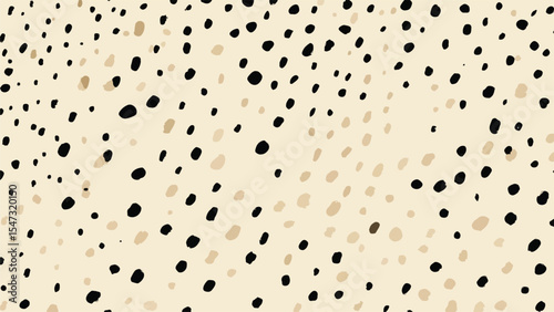 Abstract Beige Background with Scattered Black and Tan Irregular Spots Irregularly Shaped Dots Pattern Design