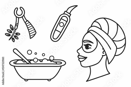 Spa and beauty treatment icons isolated on white background