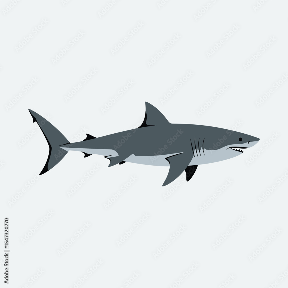 Naklejka premium Shark silhouette vector illustration vector white background.