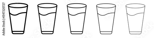 Glass of water icon flat illustration set logo