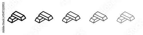 gold bars icon flat illustration set logo