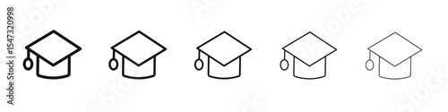 Graduation cap icon flat illustration set logo