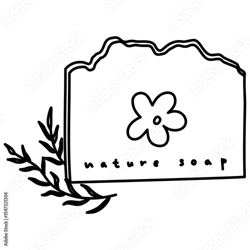 Hand drawn outline coloring Handmade nature soap Illustration