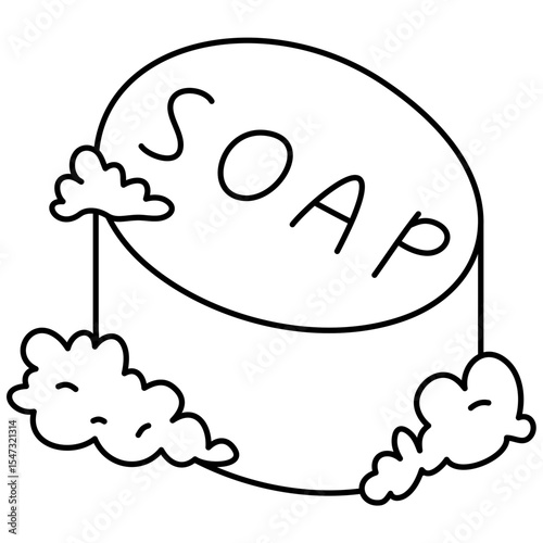 Hand drawn outline coloring Handmade nature soap Illustration