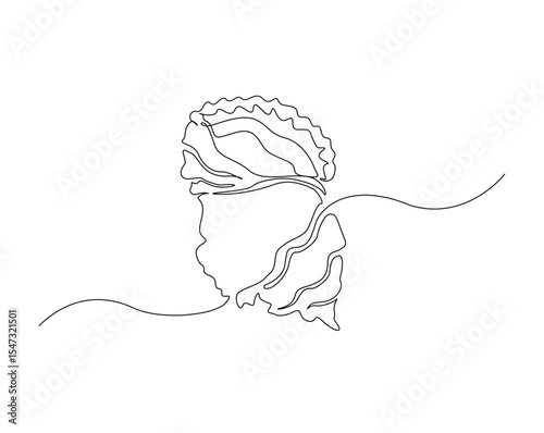 seashell outline illustration. Continuous line drawing of sea shell.