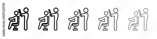 hairdresser at work icon flat illustration set logo