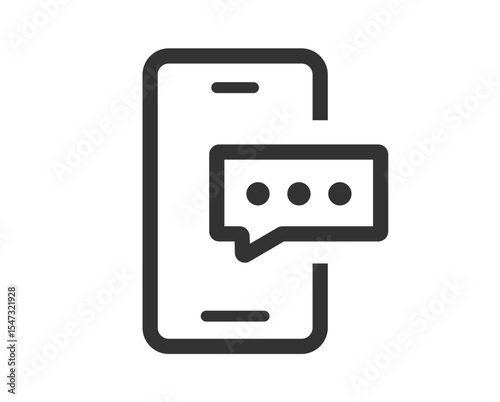 Chat message on mobile cell phone smartphone icon simple pictogram graphic line stroke outline, password verification code sms verification sign symbol thin linear logo, 2fa login tech image clip art