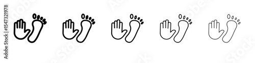 hand and foot icon flat illustration set logo