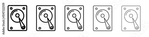 Hard disk drive icon flat illustration set logo