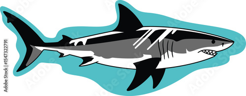 Shark silhouette vector illustration vector white background.