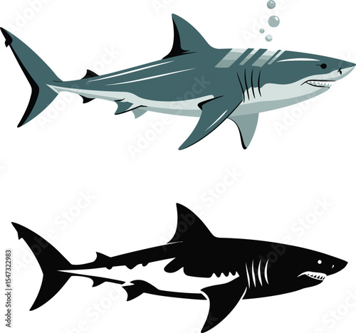 Shark silhouette vector illustration vector white background.