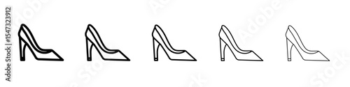 high heel shoes icon flat illustration set logo