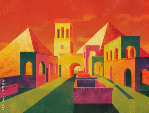 Geometric Pyramids in Color Harmony