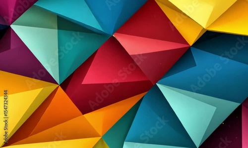 Dynamic Abstract Geometric Animation with Colorful Triangles and Confetti-like Particles