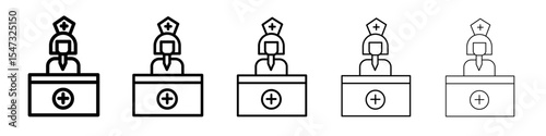 Hospital receptionist icon flat illustration set logo