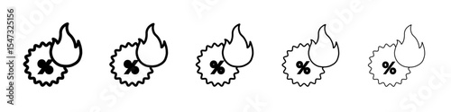 Hot deal icon flat illustration set logo