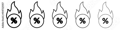Hot deal icon flat illustration set logo