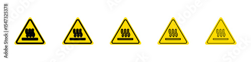 Hot surface do not touch danger sign icon flat illustration set logo