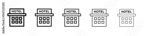 Hotel icon flat illustration set logo