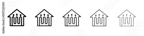 House heating icon flat illustration set logo