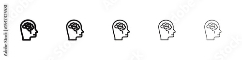 Human brain icon flat illustration set logo