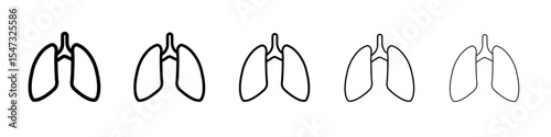 Human lungs icon flat illustration set logo