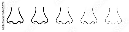 Human nose icon flat illustration set logo