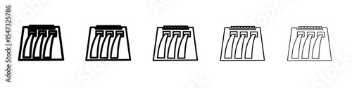 Hydroelectric dam icon flat illustration set logo