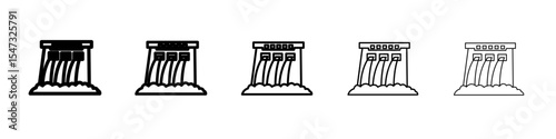 Hydroelectric dam icon flat illustration set logo
