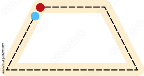 Trapezoid Path: Dashed Outline, Red & Blue Starting Points, Geometric Design.