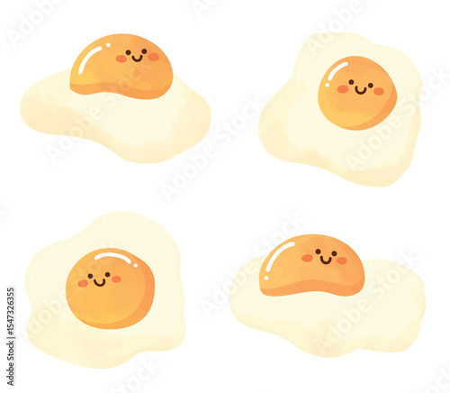 Cute kawaii hand drawn egg illustration set collection