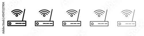 internet router icon flat illustration set logo